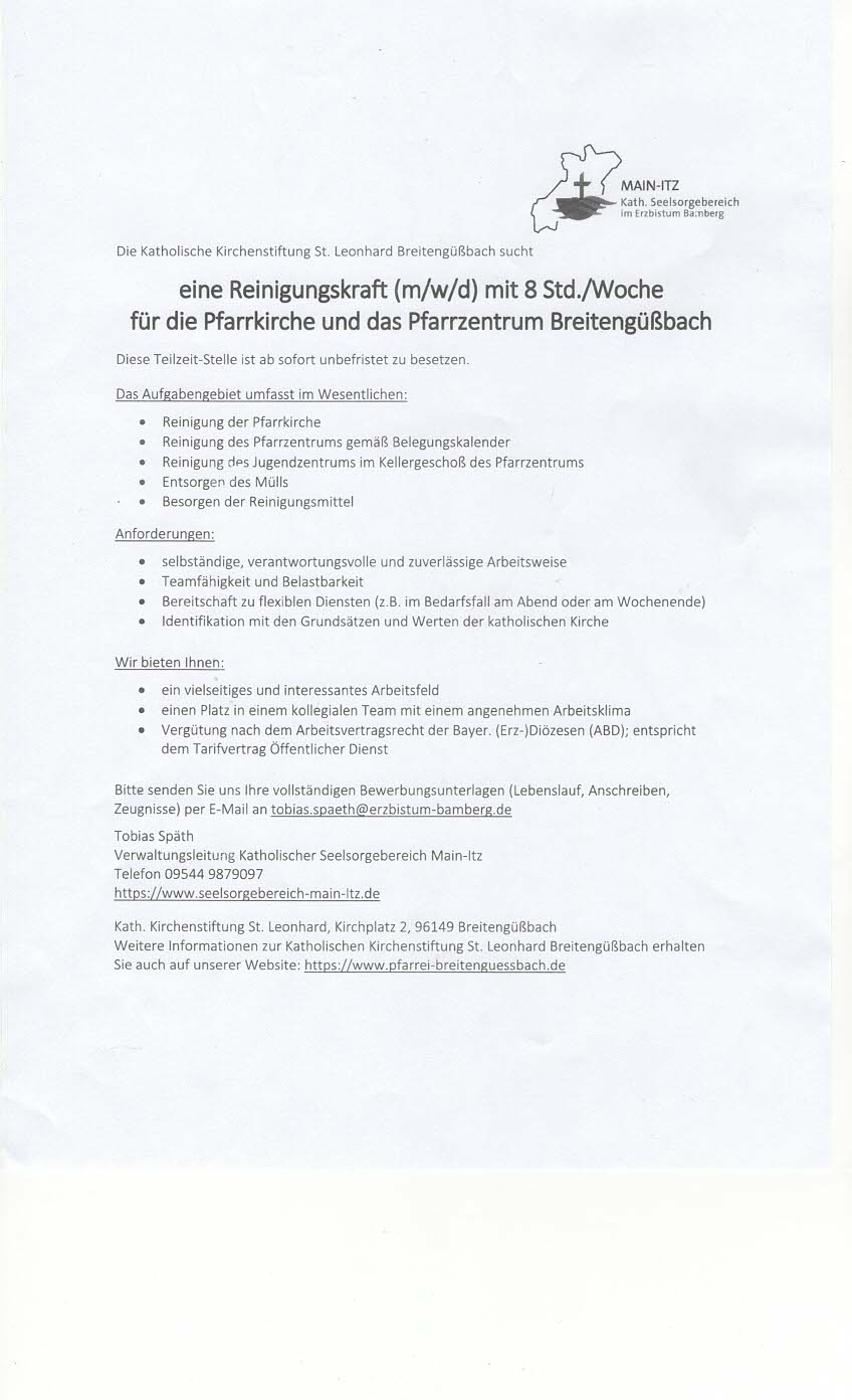 Reinigunskraft gesucht