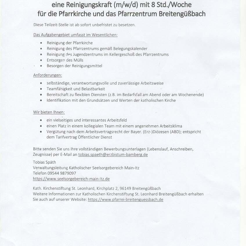 Reinigunskraft gesucht